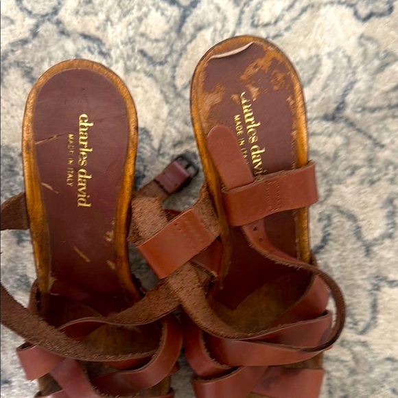 Charles David Brown Platform Sandals with Chunky Heel - Picture 2 of 6